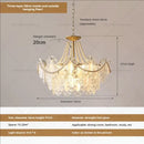 Cream wind crystal chandelier gold living room pendant light