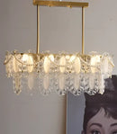 Cream wind crystal chandelier gold living room pendant light