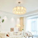 Cream wind led chandelier with white opal glass for bedroom