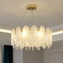 Cream wind led chandelier with white opal glass for bedroom