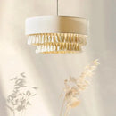 Creamy bohemian wabi sabi tassel pendant light for bedroom