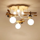 Creative airplane led wooden plane chandelier for boys bedroom