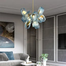 Creative blue & gold glass pendant light bedroom flower chandelier
