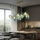 Creative blue & gold glass pendant light bedroom flower chandelier