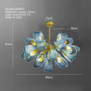 Creative blue & gold glass pendant light bedroom flower chandelier