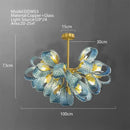 Creative blue & gold glass pendant light bedroom flower chandelier