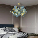 Creative blue & gold glass pendant light bedroom flower chandelier