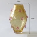 Creative bubble glass vase set blue & amber living room decor