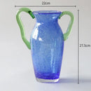 Creative bubble glass vase set blue & amber living room decor