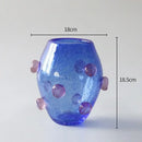 Creative bubble glass vase set blue & amber living room decor