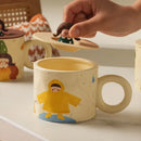 Creative ceramic coffee mug with miniature figurine kitchen decor