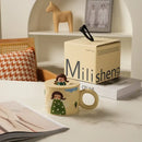 Creative ceramic coffee mug with miniature figurine kitchen decor