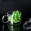 Creative clear glass salad bowl with handle for kitchen and dining room