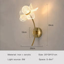 Creative floral decorative gold led wall lamp for bedroom crystal sconce