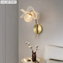 Creative floral decorative gold led wall lamp for bedroom crystal sconce