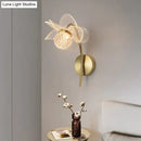 Creative floral decorative gold led wall lamp for bedroom crystal sconce