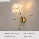 Creative floral decorative gold led wall lamp for bedroom crystal sconce