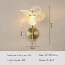 Creative floral decorative gold led wall lamp for bedroom crystal sconce