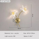 Creative floral decorative gold led wall lamp for bedroom crystal sconce
