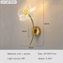 Creative floral decorative gold led wall lamp for bedroom crystal sconce