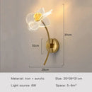 Creative floral decorative gold led wall lamp for bedroom crystal sconce