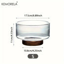 Creative glass fruit bowl with wood base – dining room salad bowl
