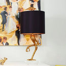 Creative ostrich gold table lamp for bedroom with black shade