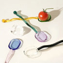 Creative purple & green glass spoon dessert set for kitchen dining