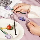 Creative purple & green glass spoon dessert set for kitchen dining