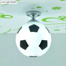 Creative white & black childrens football flushmount bedroom light