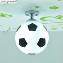 Creative white & black childrens football flushmount bedroom light