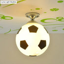 Creative white & black childrens football flushmount bedroom light