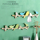 Creative wooden birds coat rack green & beige entryway wall hook