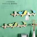Creative wooden birds coat rack green & beige entryway wall hook