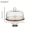 Creative wooden cake storage box with glass lid kitchen server