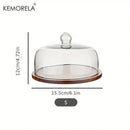 Creative wooden cake storage box with glass lid kitchen server
