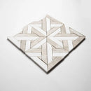 Crossed Pickets Alpina White, Royal Beige Honed Marble Waterjet Decos 9 11/16x9 11/16