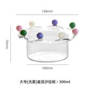 Crown clear glass fruit bowl with colorful beads dining room dish