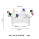 Crown clear glass fruit bowl with colorful beads dining room dish