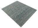 Crown Custom Made Traditional Design Blue Hand Knotted Wool Rug