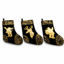 Set of 3 Felt Santa, Reindeer Christmas Stockings 16 Inches