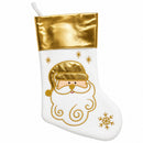Set of 3 Gold and Silver, on White Felt Santa, Reindeer Christmas Stockings 15 Inches