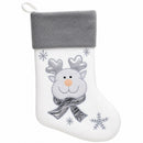 Set of 3 Gold and Silver, on White Felt Santa, Reindeer Christmas Stockings 15 Inches