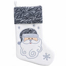 Set of 3 Gold and Silver, on White Felt Santa, Reindeer Christmas Stockings 15 Inches