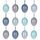 Set of 12 Pastel Blue Plastic Easter Egg Ornaments 2.35 Inches