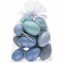 Set of 12 Pastel Blue Plastic Easter Egg Ornaments 2.35 Inches