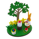 Wooden Bunny Figurine Decorating Easter Eggs Tabletop Scene 4.2 Inches Tall