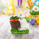 Bunny With Easter Basket Filled With Carrots Tabletop Figurine 3 Inches Tall