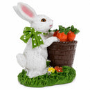 Bunny With Easter Basket Filled With Carrots Tabletop Figurine 3 Inches Tall