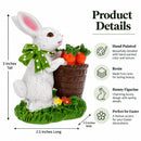 Bunny With Easter Basket Filled With Carrots Tabletop Figurine 3 Inches Tall